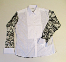 VTG Lim's Tuxedo Shirt Men L Customized White Pleats Silver Dragons French Cuff
