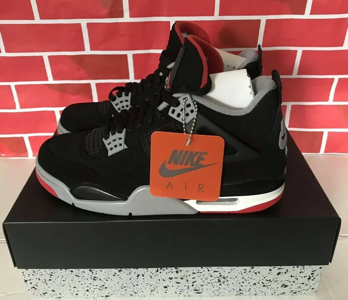 Nike Air Jordan 4 Retro Bred OG 308497-060 Black Red Cement Grey Nike Air Jordan 4 Retro Bred OG 308497-060 Black Red Cement Grey