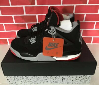 Nike Air Jordan 4 Retro Bred OG 308497-060 Black Red Cement Grey