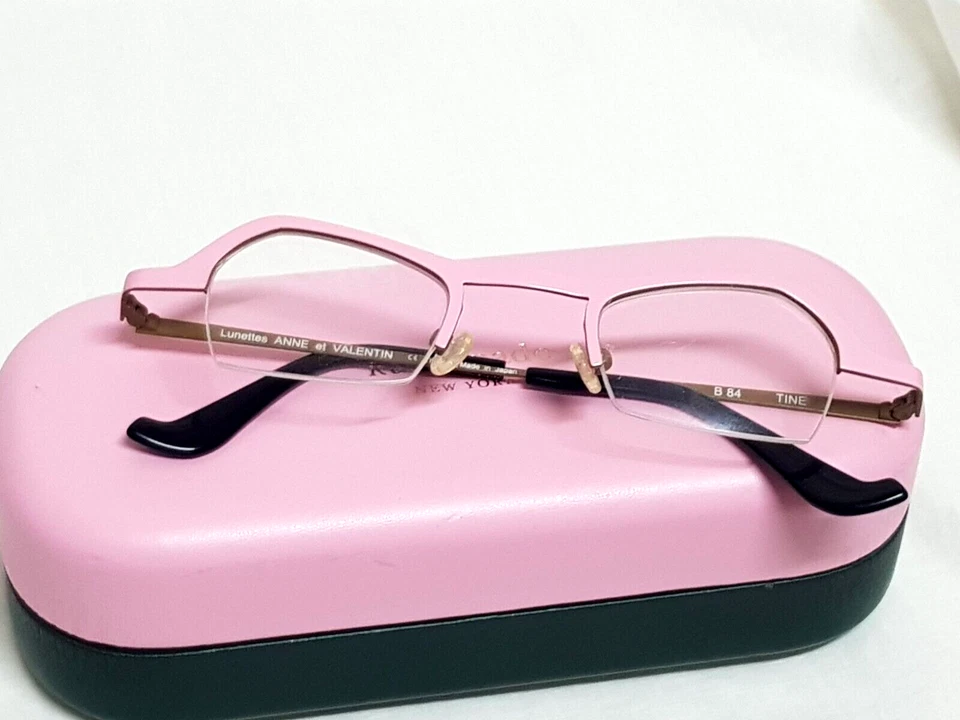 LUNETTES ANNE ET VALENTIN B84 TINE HALF RIM EYEWEAR TITANIUM LIGHT PINK GLASSES - Image 4 of 4