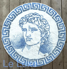 Abyss  Habidecor Apollon Soft Bath Rug 33"Round Mfg Portugal MSRP 700 WhiteBlue