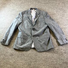 Banana Republic Blazer Coat Men's 46 Gray Cotton 2-Button Slim Fit Suit Jacket