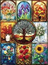 500 Piece Puzzle for Adults, Stained Glass Windows Jigsaw Puzzles, Tree of Life