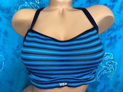 Victoria s Secret VSX Sport Blue Stripe Medium Impact Underwire Sports Bra 34D
