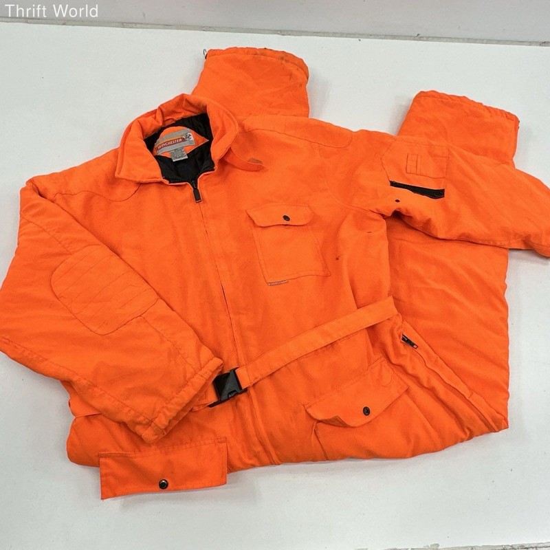 Vintage 90s Winchester Blaze Orange Insulated Hunting Coveralls Jumpsuit Sz 3XL