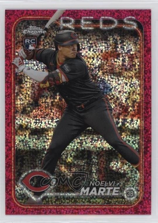 2024 Topps Chrome Magenta Speckle Refractor /350 Noelvi Marte #177 Rookie RC