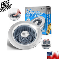 Sink Drain Strainer - Sink Stopper Kitchen Drain, 3 in 1 Kitchen Sink Drain