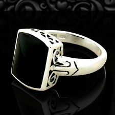 BLACK AGATE VINTAGE DESIGN 925 SOLID STERLING SILVER FILIGREE RING  895