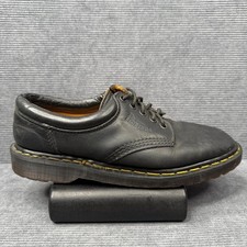 Vintage Dr Martens 8053 Made In England Black Leather 5-Eye Padded Collar Shoes
