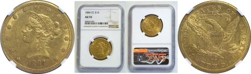 1884-CC $10 Liberty Ten Dollar Gold NGC AU-55