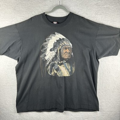VTG 80s Screen Stars Native American Indian Chief Shirt USA Single Stitch 3XL
