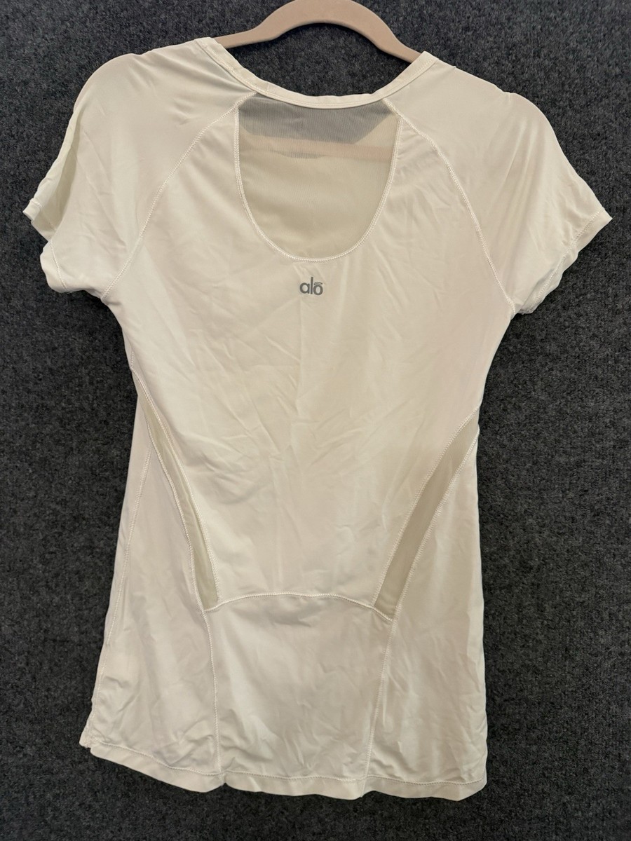 Alo Yoga Coolfit Solid Short Sleeve Mesh Back Cooling Athletic Tee