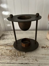 MADE IN INDIA OVAL SOLID BRASS OIL BURNER WITH TEA LITE CANDLE BASE