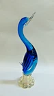 VINTAGE MURANO GLASS BLUE CLEAR SWAN BIRD FIGURINE SCULPTURE 14 1/2" TALL