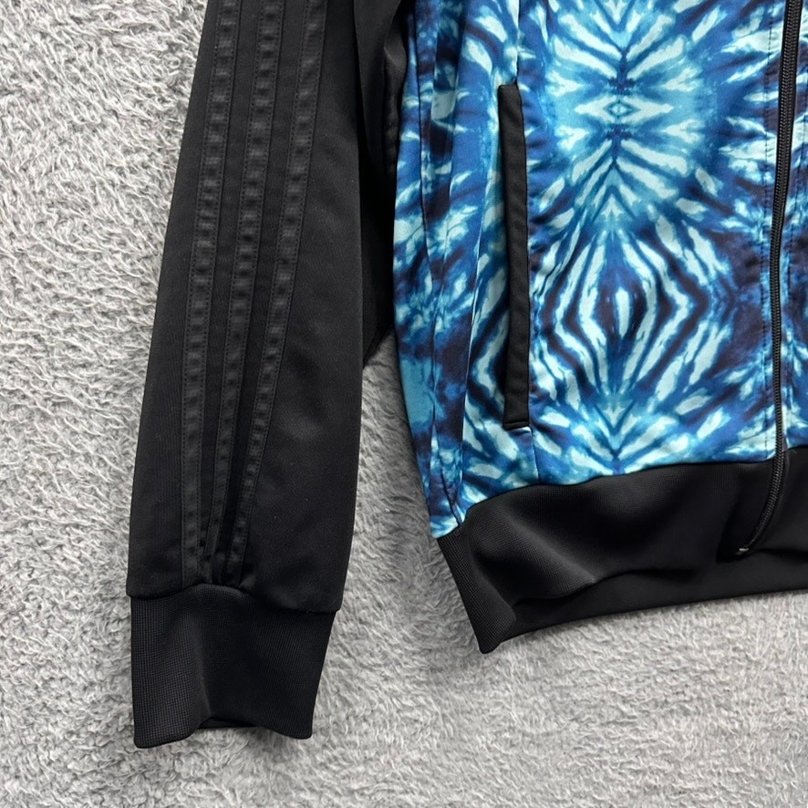 Adidas Men's Medium Blue Black Tie Die Full Zip Track Jacket Workout Activewear