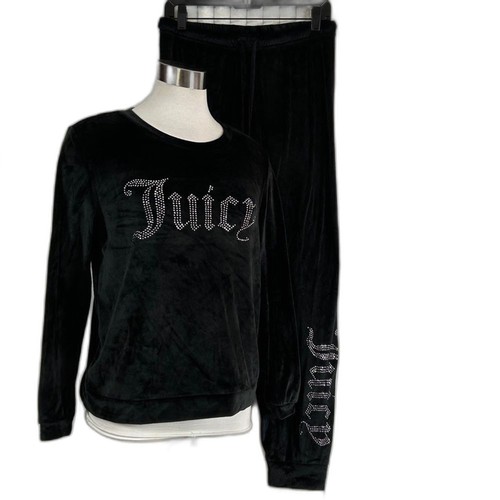 Juicy Couture Sleepwear black loungewear rhinestone spell out juicy set Size M