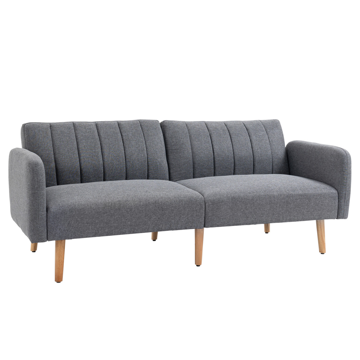Homcom Unisex Grey 3 Seater Linen Sofa Bed With Adjustable Backrest For Living Room In - Image 3