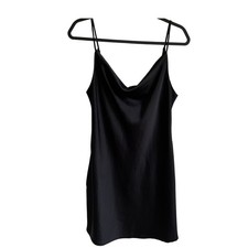 Urban Outfitters Slip Dress Size L Cowl Neck Basic Black Satin Adjustable Straps