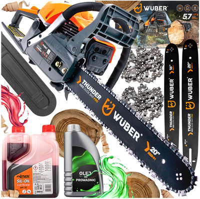 Motosega A Scoppio Denotip 58cc 5.7CV, 2 Catene, 20 E 16 Pollici, Potente E Completa