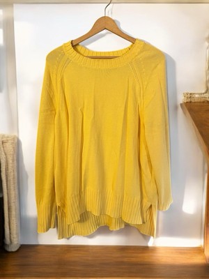 Old Navy Women s Bright Yellow High-Low Knit Sweater   Size XL