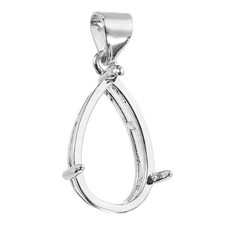 Blank Pendant Tray, 10 x 16 mm Drop-Shaped Bezel Tray Setting, Silver