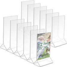 12 Pack 3.5 x 5 Clear Acrylic Photo Frame Double Sided Picture or Display Pla...