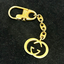 GUCCI Bag Charm Key Ring Key Chain Interlocking GG Logo Gold Italy