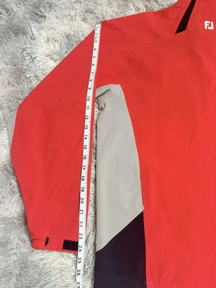 Pulôver de golfe FootJoy DryJoys Tour XP jaqueta impermeável masculina grande vermelha meio zíper - Imagem 4 de 4