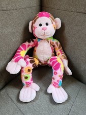 Vintage Douglas Pink Floral/ Flowers Monkey Plush Stuffed Animal Pink Tag