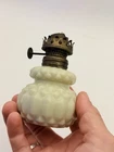 Antique Tiny Sawtooth Mini Oil Lamp Base Milk Glass c1900