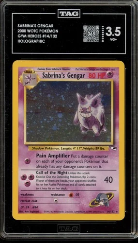 Pokemon Sabrina's Gengar Gym Heroes Unlimited Holo 14 TAG 3.5