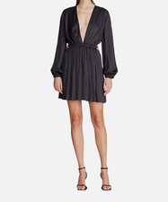 Halston Women's Black Leila Satin V-Neck Cutout Minidress Size 10