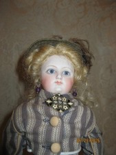 ANTIQUE "SWEET FACE" BRU FRENCH FASHION DOLL KID BODY W/ SWIVEL NECK - HTF - 14"