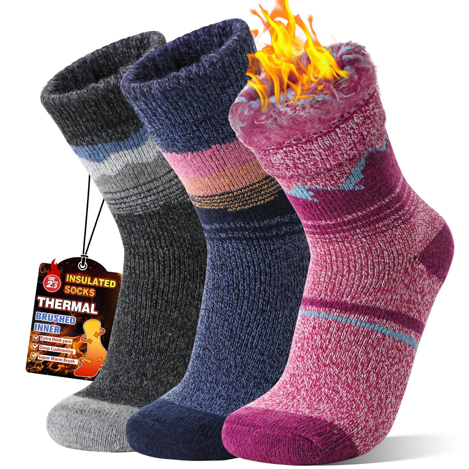 Heated Thermal Socks for Men Women Winter Warm Thick Insulated Ski Boot Work ...