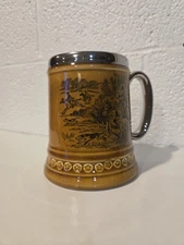 Lord Nelson Pottery England Fox Hunt Mug Brown Silver Used Good Condition