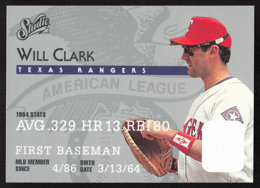 1995 Studio Will Clark #12 Texas Rangers