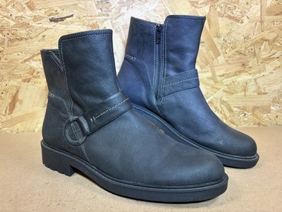 Clarks Opal Rose Damen-Stiefeletten UK 8 schwarz Leder Harness-Riemen Reißverschluss Stollensohle