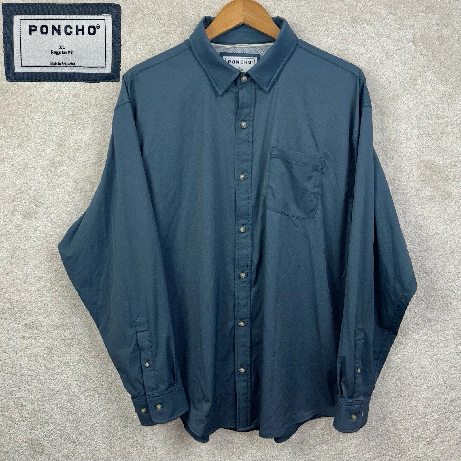 PONCHO The Sheepshead Regular Fit Performance Nylon Slate Blue Button Shirt XL
Opens in a new window
