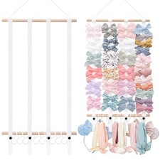 Hair Accessory Organizer, Bow Clips Storage, Wall Decor, White