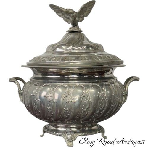 Antique Silver PLate victorian soup Taureen ornate eagle finial - 第 1/19 張圖片