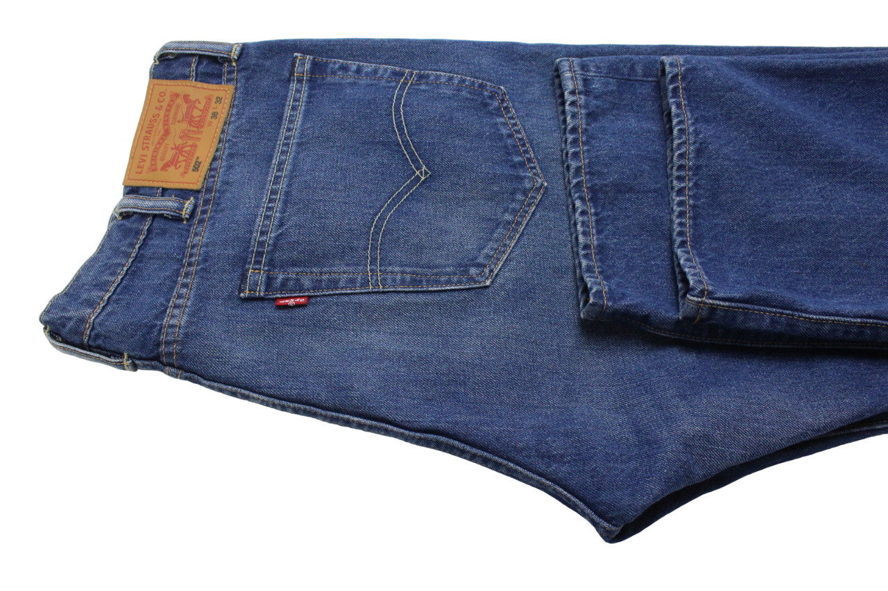 Levi's 502 Jeans Mens W38/L32 Regular Tapered Fit Whiskers Zip Fly Blue Denim thumbnail 5