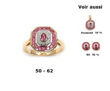 Bague T62 Octogonale Rhodié Pavé de Diamant Rose Cz Plaqué Or 18K Dolly-Bijoux