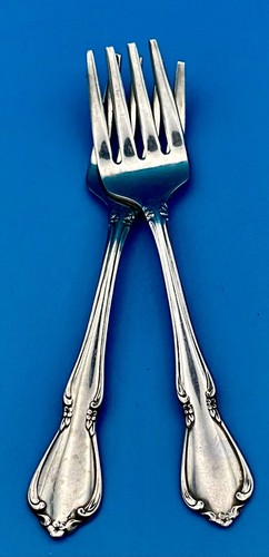 2 TWO Oneida CHATEAU Baby Forks 4 3/8" Kids Child Stainless Flatware Silverware