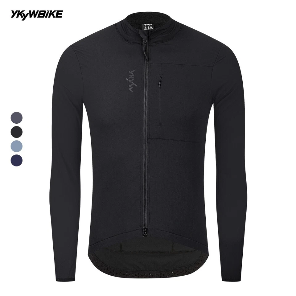 Jaqueta de inverno masculina YKYWBIKE ciclismo corta-vento lã bicicleta de estrada 10-20°C - Imagem 2 de 4