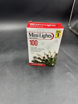 100 Basic Series Clear Christmas Mini Lights 24' Indoor/Outdoor Steady/Flashing