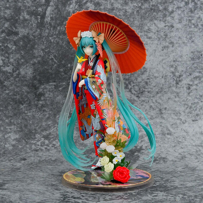 Boxed 22CM New Anime Hatsune Miku kimono Umbrella Beautiful girl series PVC Acti Falak Tayyeb
