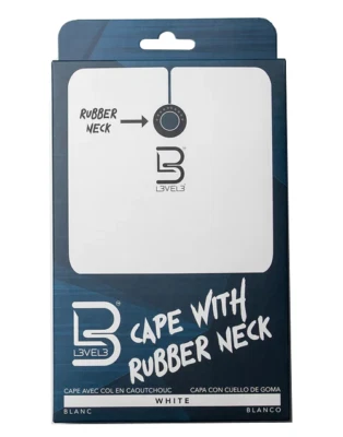 L3VEL3 Professional Rubber Neck Cutting Cape | White