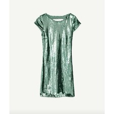 Zara Short Sleeve Mini Dress with Sequined Embroidery Size XS