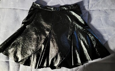 Topshop IDOL Faux Leather Mini Flared A-line Skirt Black Party