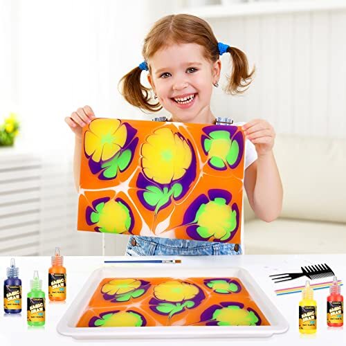 Water Marbling Paint for Kids -Arts and Crafts for Girls & Boys Age 3-5 4-8 8-12 - Picture 4 of 7